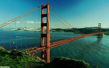 Мост в Сан-Франциско, Живописный вид моста , мост, река, золотые ворота, сан-франциско