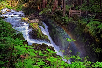 Радуга над зеленым водопадом, Горная река обои бесплатно, sol duc falls, olympic national park, washington, водопад, радуга, река, лес