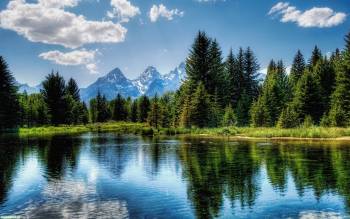 Кристальное озеро в горах заповедника, Обои с озерами в лесу, озеро, горы, лес