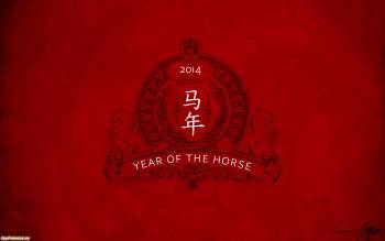 Красные новогодние обои 2014, , 2014, Новый год, праздник, надписи, лошадь, иероглифы