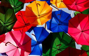 Обои зонтики, зонтики на рабочий стол, Разноцветные зонтики, зонтики, настроение, цвета